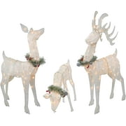 Top Treasures 3 Piece Reindeer Family | Lighted Deer Set | 210 Lights 52" Buck 44" Doe 28" Fawn | Large Deer Family for Indoor or Outdoor Christmas Decorations Yard Art (White)