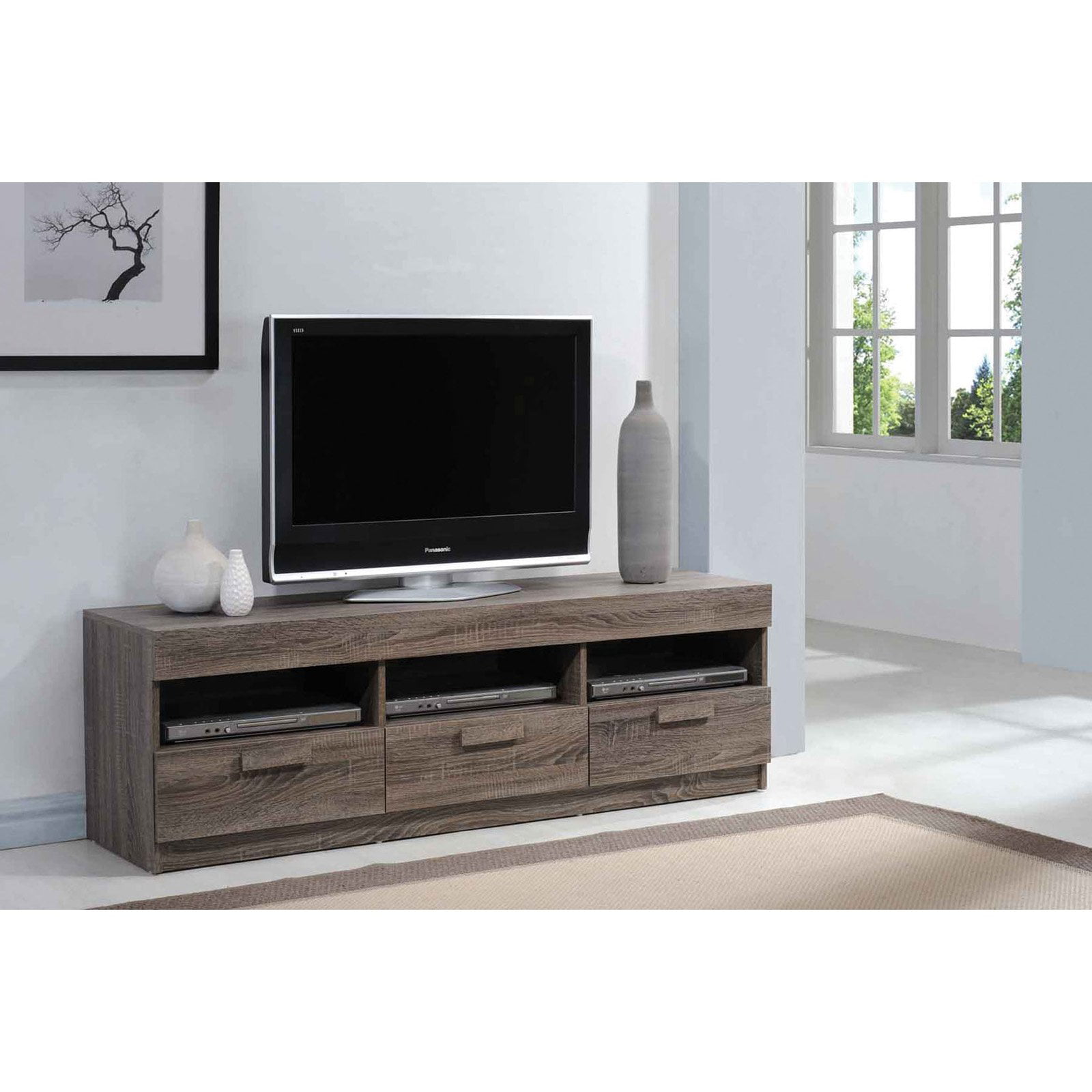 Acme Alvin Rustic Oak Tv Stand For Flat Screen Tvs Up To 60