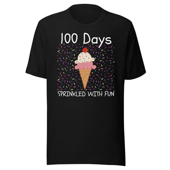 100 Days Shirt Kids Shirt Sprinkled With Fun Shirt, Unisex, 100th Day of School Shirt, 100 Days of School Shirt, School Shirt, 100 Days Shirt (Black, S)
