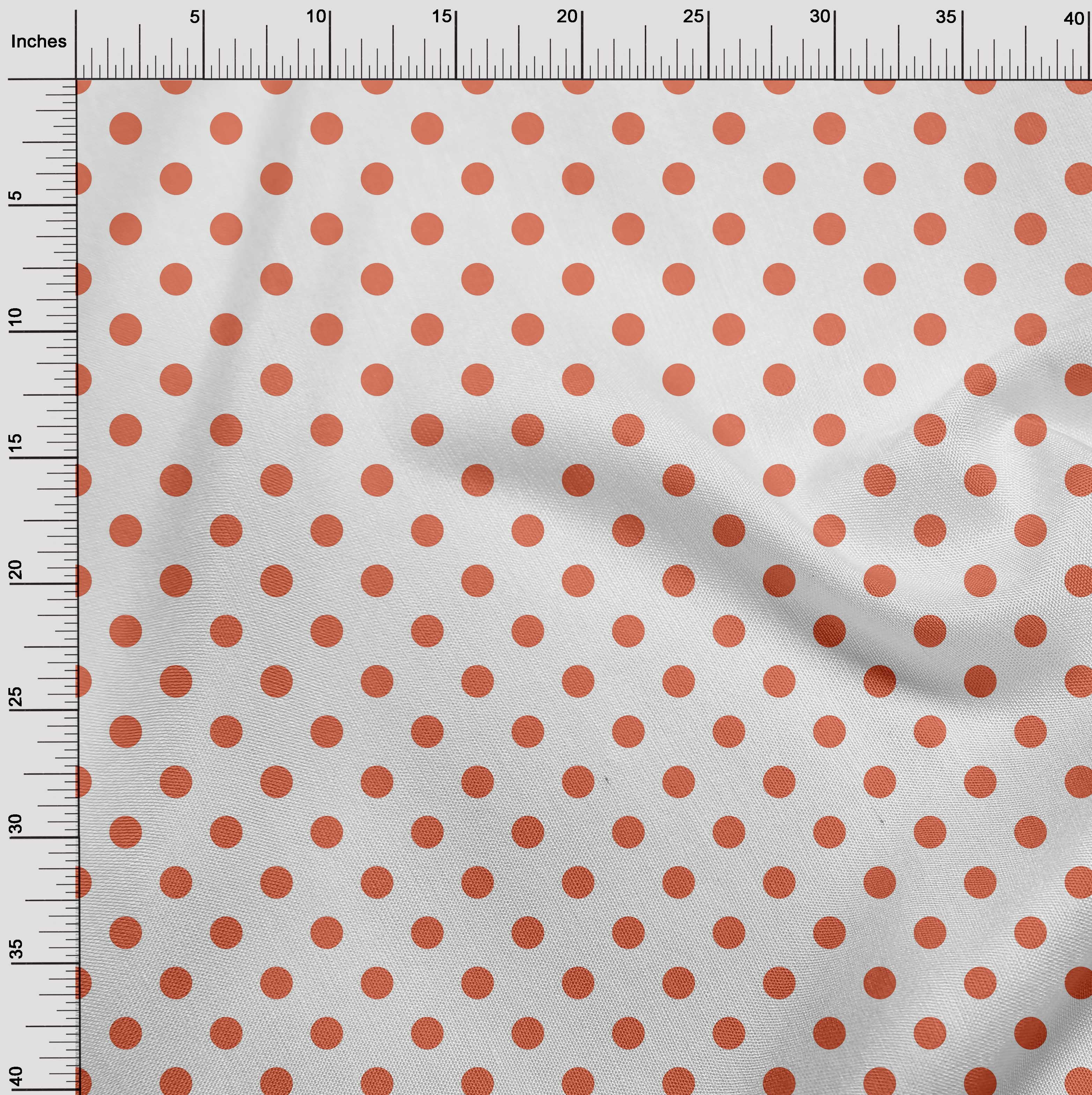 oneOone Georgette Viscose Dark Peach Fabric Polka Dots Dots Sewing Material Print Fabric By The Yard 42 Inch Wide