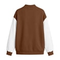 thumbnail image 6 of IUYRTFE Women's Color Block Varsity Bomber Jacket Button Down Long Sleeve Casual Baseball Coat with Pockets, 6 of 6