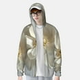 thumbnail image 2 of KLL Élégant Imprimé Fleur Ivoire Hommes Femmes UPF 50+ Protection Solaire Veste à Capuche Manches Longues Pêche Randonnée Performance Chemise-3TG, 2 of 7