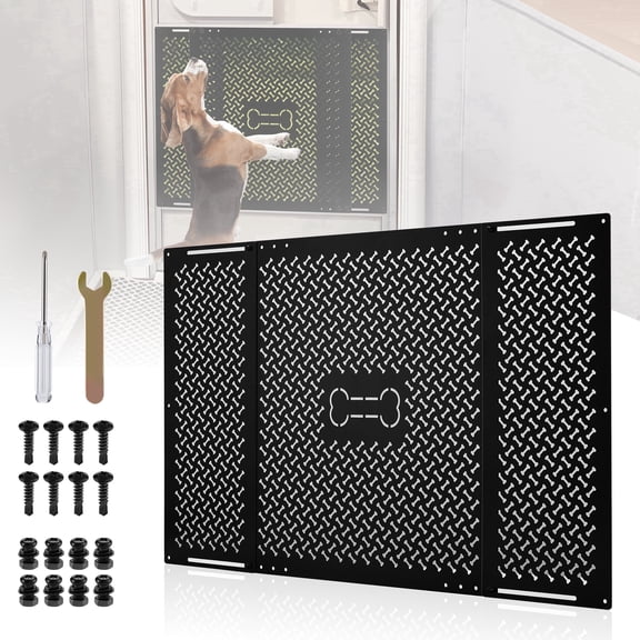 Kohree RV Screen Door Protector for Dogs,Universal Aluminum Alloy RV Entry Screen Door Grille Adjustable from 18.2" - 31.8", Black