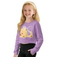thumbnail image 5 of Xoenoiee Capybara Crown Bow Print Long Sleeve Shirt Crop Top Girls Graphic T-shirt Sweatshirt Pullover Top Casual Crewneck Tees Fall Clothes, 11-12 Years, 5 of 7
