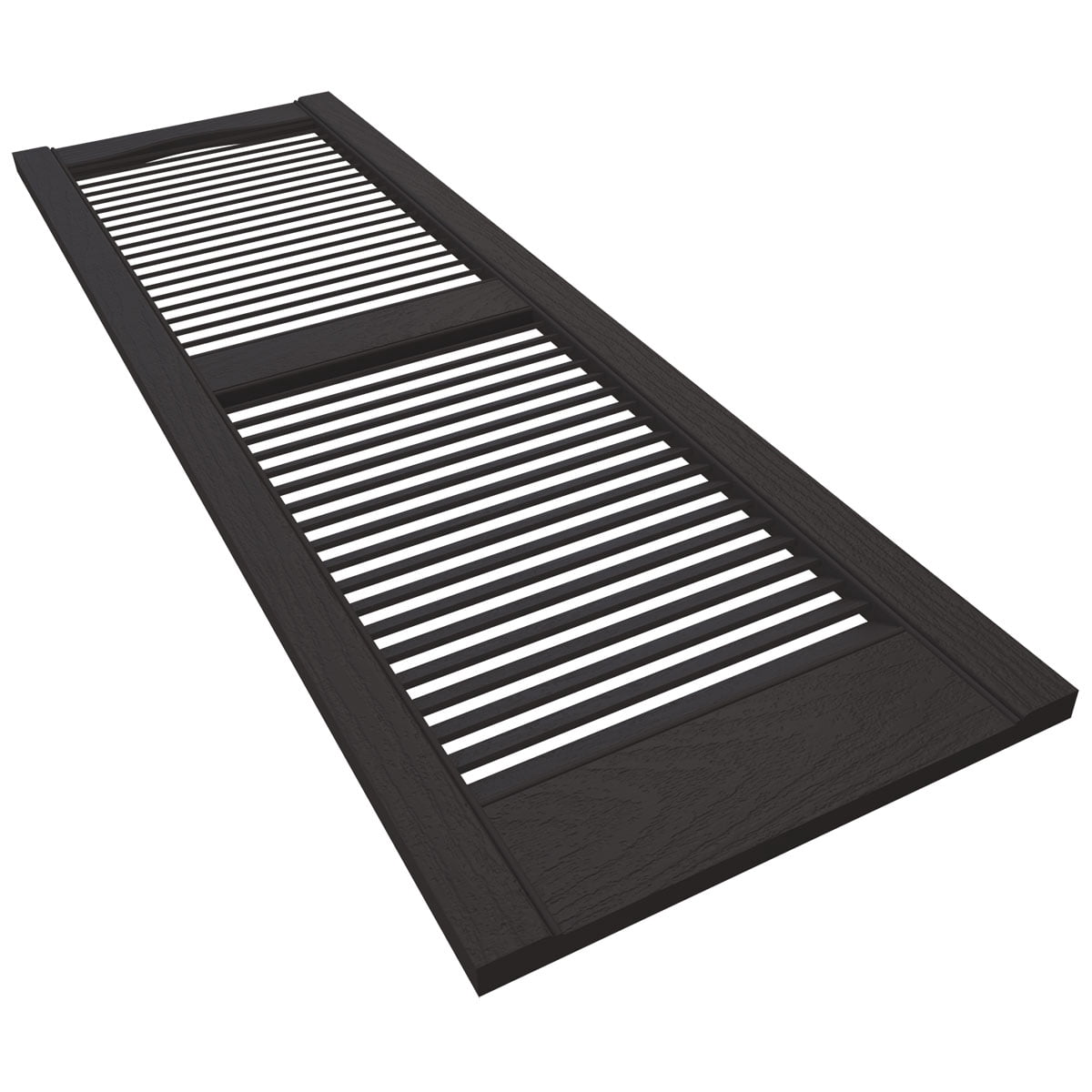 Ekena Millwork 12 in. W x 64 in. H Builders Edge, Standard Cathedral Top Center Mullion, Open Louver Shutters, Includes Matching Installation Spikes (Per Pair), 010 - Musket Brown