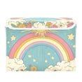 thumbnail image 7 of Yayeee Collapsible Cube Storage Bin with Lid Fabric Closet Decorative Basket with Handles, Retro Beige Rainbow, 7 of 7