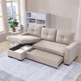 thumbnail image 5 of Moootto 91.7" Pull-Out Modern Fabric Sleeper Sectional with Chaise in Beige, 5 of 6
