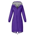 thumbnail image 7 of Qulqfy Purple Womens Long Hooded Fall Rain Jackets Nylon Windbreaker Waterproof Outdoor Hiking Coats M, 7 of 7