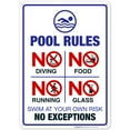 thumbnail image 1 of Pool Rules Sign, No Diving Pool Sign, 10x14 Aluminum, 1 of 8