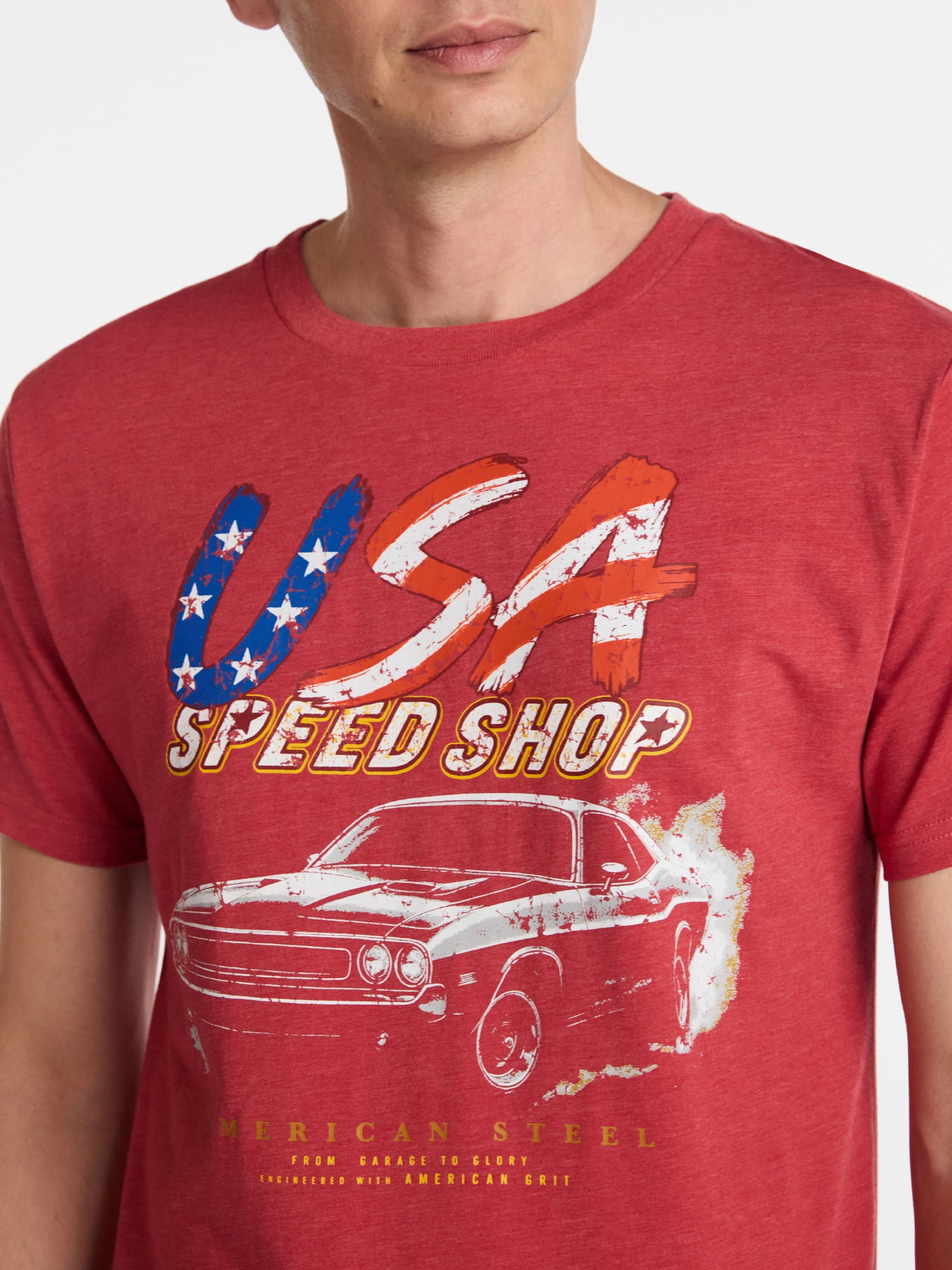 Americana Men's and Big Men's Muscle Car Graphic Tee Shirt from Way to Celebrate, Sizes XS-3XLT