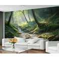 thumbnail image 2 of Nature Forest Landscape Wall Murals For Bedroom - Woodland River Murals, Nature Tree Wall Mural For TV Background, Forest Large Mural 98.4"W x 68.9"H (Not Peel and Stick), 2 of 6
