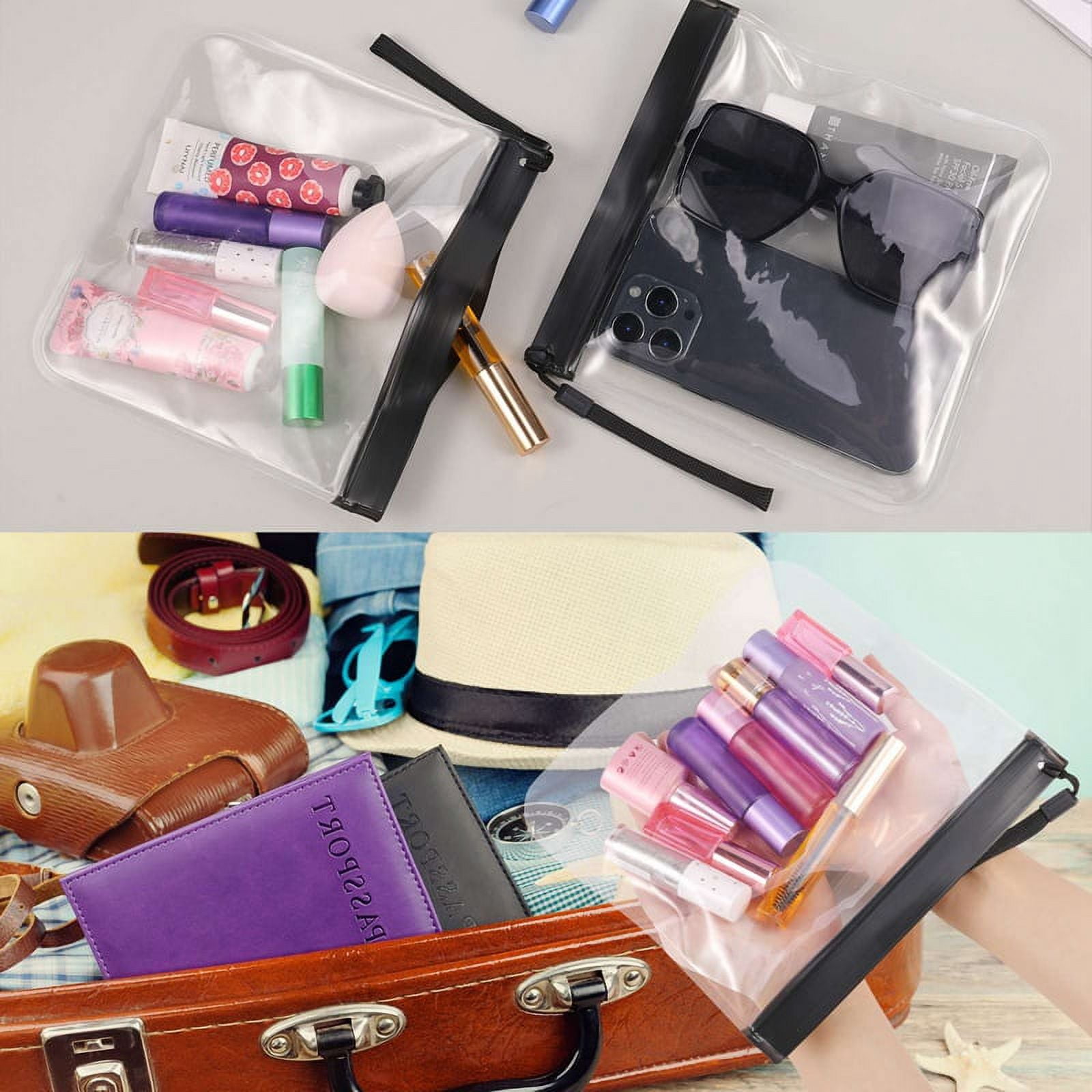 Louise Maelys 2 Pieces Portable Clear Makeup Bag Zipper Waterproof  Transparent Travel Storage Pouch Organizer Cosmetic Toiletry Bag With Handle