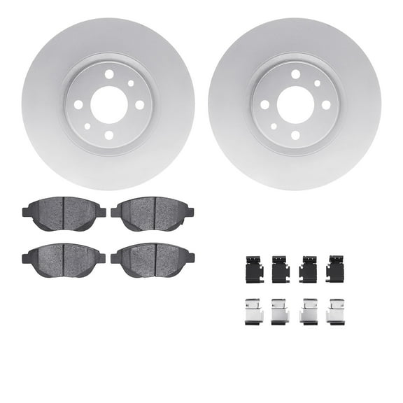 Dynamic Friction Company Front Geospec Brake Rotors with 5000 Euro Ceramic Brake Pads includes Hardware 4612-07003