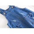 thumbnail image 4 of KIDSCOOL SPACE Baby Toddler Ripped Denim Jumpsuit, Cute 4 Pockets Elastic Legs Overalls,Blue,3-4 Years, 4 of 7