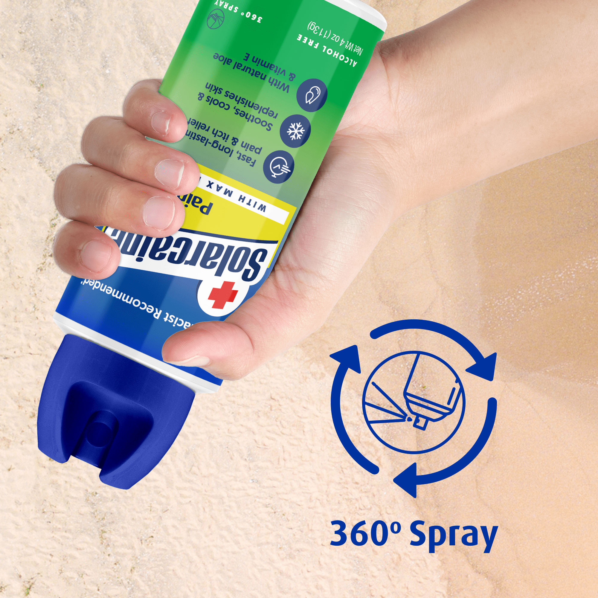Solarcaine Cool Aloe Sunburn Relief Spray with Lidocaine for Adults and Children, 4 oz