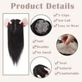 thumbnail image 3 of MY-LADY Human Hair Toppers 15*15CM Silk Base Straight Topper 100% Remy Human Hair Piecesr (Dyed/Ironed/Cutted) 14inch #1B Natural Black, 3 of 8