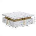 thumbnail image 5 of Square Coffee Table with 4 Drawers, High Gloss Coffee Table with Storage Drawers, Modern Center Table Cocktail Tea Table for Living Room, White, 5 of 9