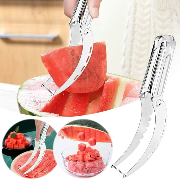Watermelon Cutter Tool, Pineapple Slicer Tool, Stainless Steel, Core Hole & Rind Removal, Ergonomic Handle, Home Cooks, Summer BBQ, Watermelon Slicer, Fruit Prep Tool TOPLIU