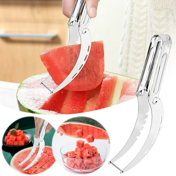 HOZADOIE Kitchen Essentials Coupe-Melon D\'eau 3 en 1 en Acier Inoxydable Melon D\'eau - Outil Melon D\'eau Coupe-Ananas Outil Outil Coupe-Fruits Coupe-Melon D\'eau Outil - Coupe-Melon D\'eau Melon D\'eau