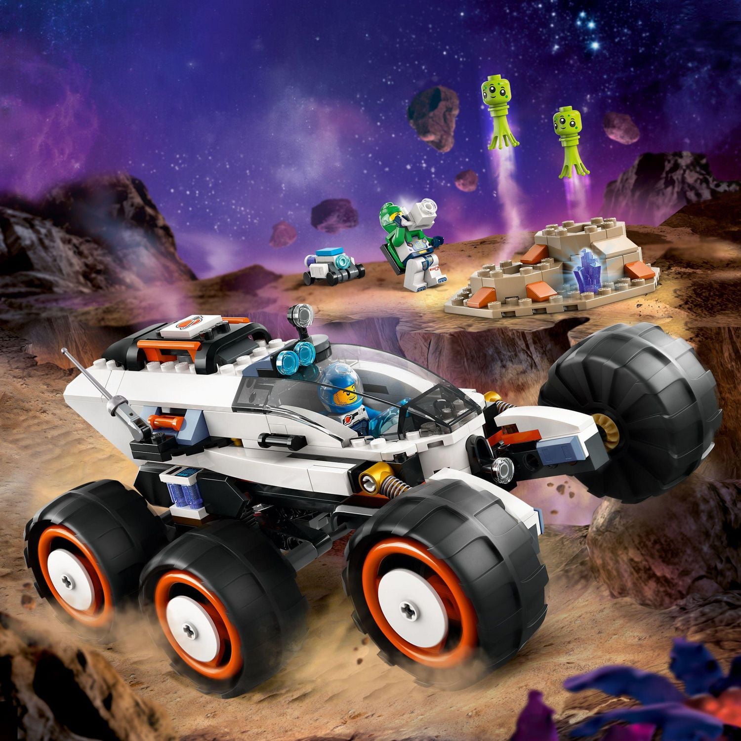 LEGO City Space Explorer Rover and Alien Life Toy, Space Gift for Boys and Girls Ages 6 and Up with 2 Minifigures, Robot and Extraterrestrial Figures, Pretend Play STEM Toy, 60431