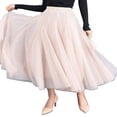 thumbnail image 1 of Jupe Longue en Tulle pour Femme Robe Tutu Évasée Plissée en Chiffon Taille Élastique Jupe Midi, 1 of 6
