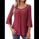 thumbnail image 1 of Blusa Elegante con Volantes para Mujer, 3/4, Cuello Redondo, Doble Capa, , Túnica. Rojo XL, 1 of 9