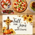 thumbnail image 2 of Jbralid Fall for Jesus He Never Leaves Cross Sunflower Pumpkin Autumn Religious Theme Placemat Set of 6 for Home Kitchen Table Decor 12x18 inch, 2 of 4