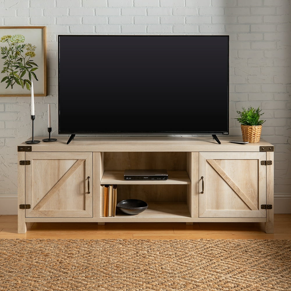 Woven Paths Modern Farmhouse Tv Stand For Tvs Up To 80 White Oak