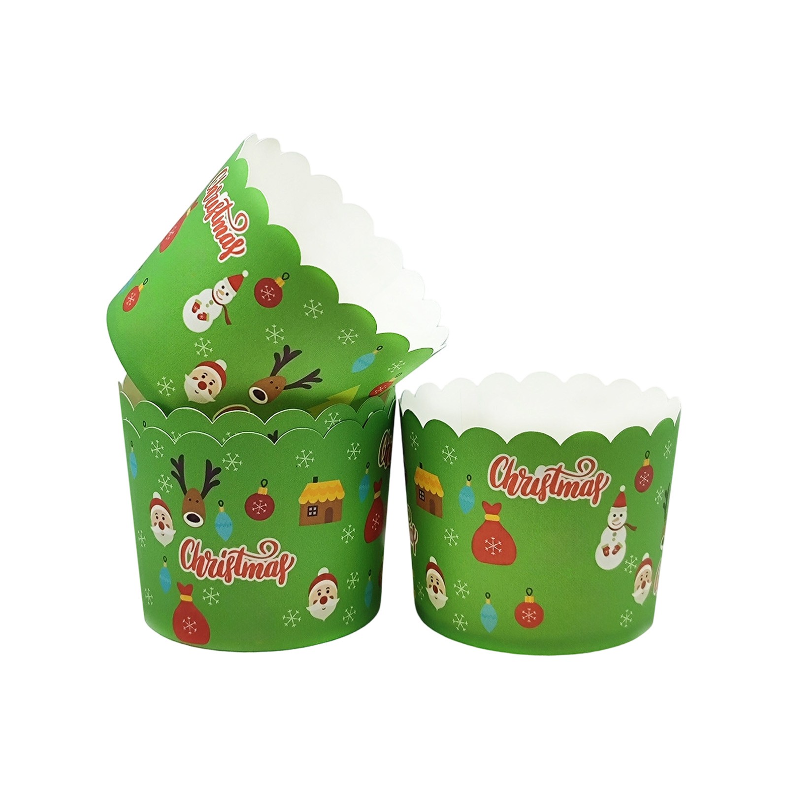 Christmas Cupcake Wrappers, 4 Styles Cute Christmas Cupcake Liners Santa Tree Gift Cake Decorations for Xmas Party Baking Supplies (D)