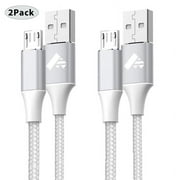[2Pack]6ft Micro-USB Cable,XUDUO Android Charger Cable Nylon Braided USB Charging Cable for Samsung Galaxy,Tablet, LG-White