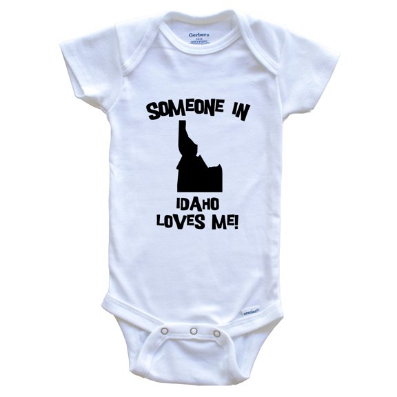 Someone In Idaho Loves Me State Silhouette Cute Baby Bodysuit - One Piece Baby Bodysuit, 0-3 Months White