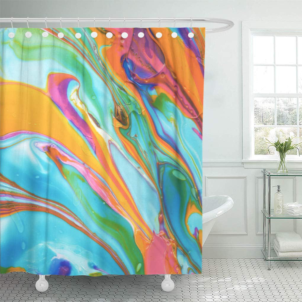 Modern Colorful Abstract Shower Curtain Art Decor Ink Watercolor Bath Curtain 