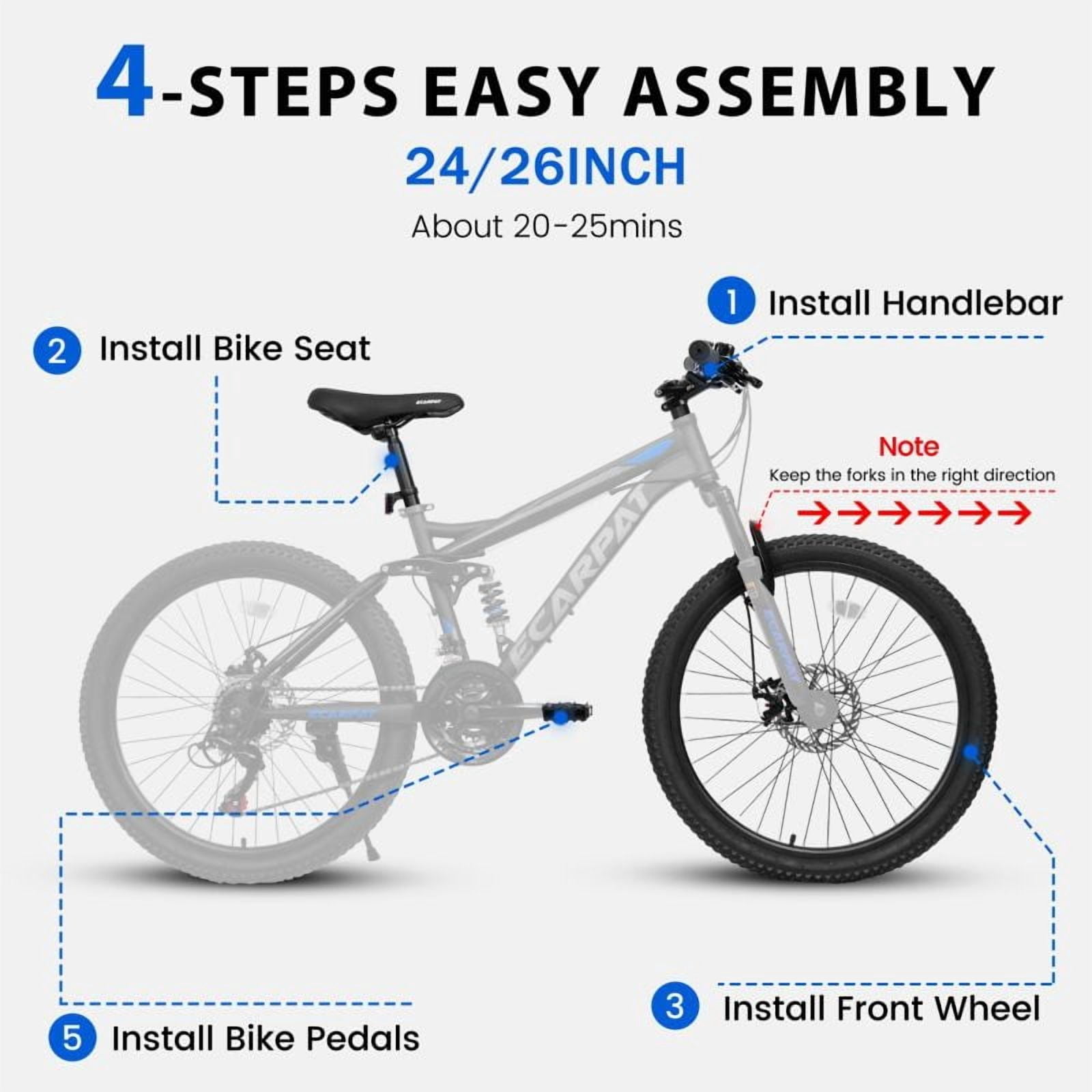 26 Inch Mountain Bike 21-Speed Dual Disc Brakes Front Rear Shock Absorption Durable Frame Unisex for Commuting and Travel