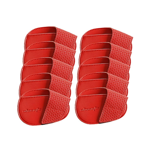 Juego de fundas protectoras para cabezas de hierro de golf de PU para golfistas que practican deportes al aire libre. rojo pequeño