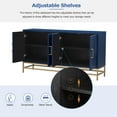 thumbnail image 6 of EUROCO 59.8" Retro Sideboard Storage Buffet Cabinet, wooden Buffet Cabinet with 4 doors, 2 Adjustable Shelves, Rectangular Metal Handles and Legs for Kitchen, Living room, and Dining Room, Navy, 6 of 8