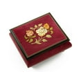 thumbnail image 1 of Radiant Red Wine Music Jewelry Box with a Floral Wood Inlay Design - Some Day My Prince Will Come (Snow White), 1 of 2