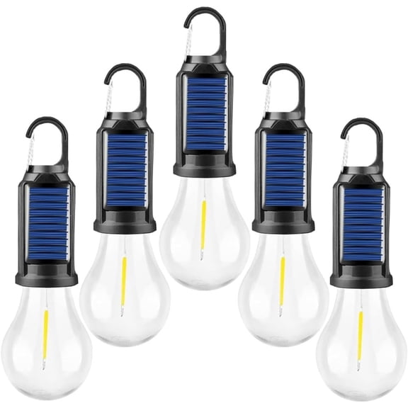 1 piece of LED camping lantern, rechargeable solar tent light, outdoor hanging lamp bulb with hook, 3-level dimming, warm white