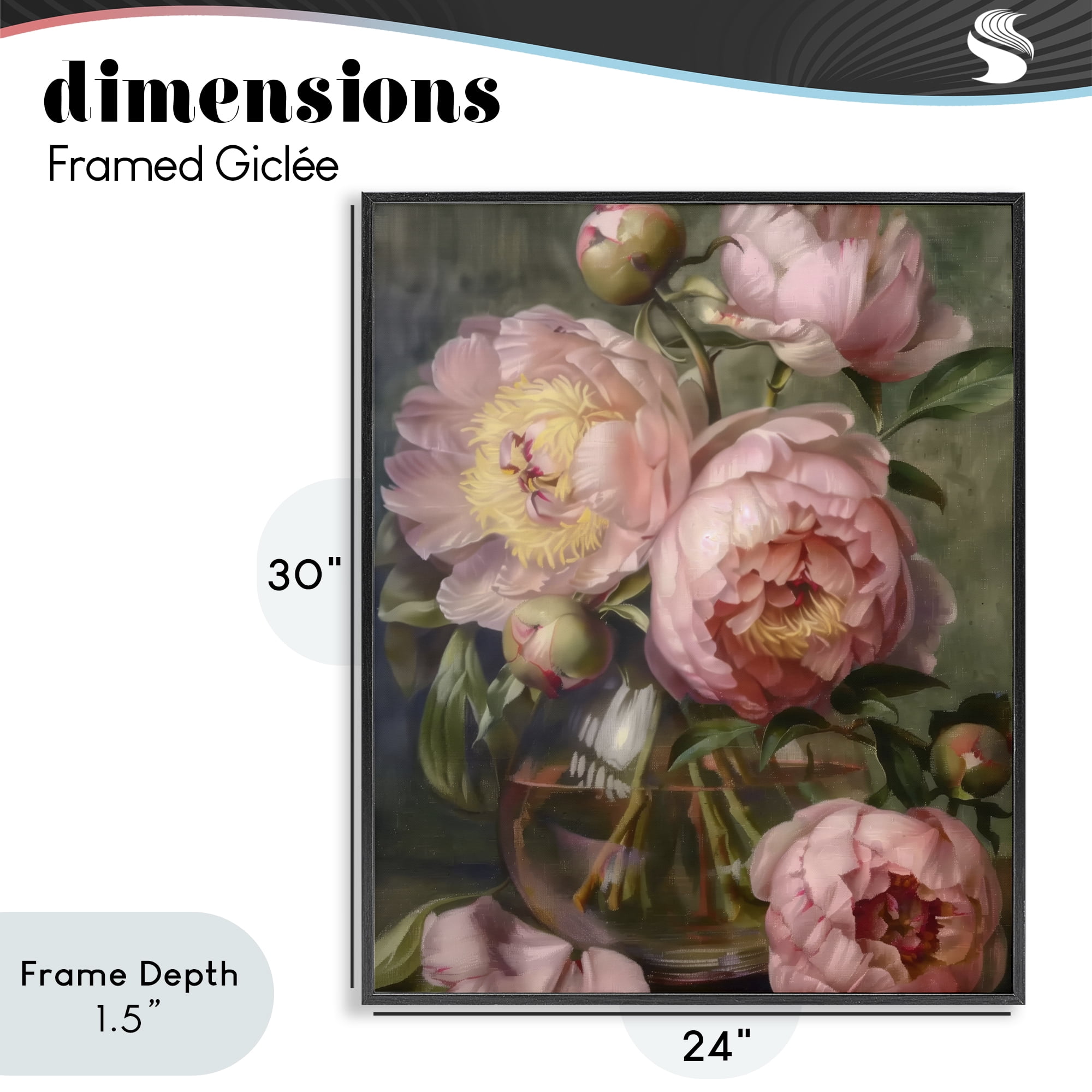 Stupell Industries Pink Peonies in Glass Vase Black Framed Giclee Art, design by LSR Design Studio