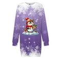 thumbnail image 5 of Wyzesi Robes d'Hiver pour Femmes Grande Taille Mariage Robe Chandail de Noël Imprimée pour Femmes Col Rond Manches Longues Ample Sans Capuche Robe Décontractée Longues Robes pour Femmes Automne Brun, 5 of 5