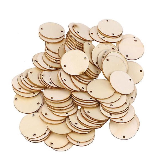 100pcs Wooden Slices Round 2-hole Straight Unfinished Natural Wooden Circles Diy Pendant Accessories