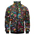 thumbnail image 2 of Chaqueta deportiva de talla grande 3D con diseño de grafiti de monstruo colorido para hombre, suéter con cuello alto y cremallera, chaqueta de béisbol para hombre, 2 of 5