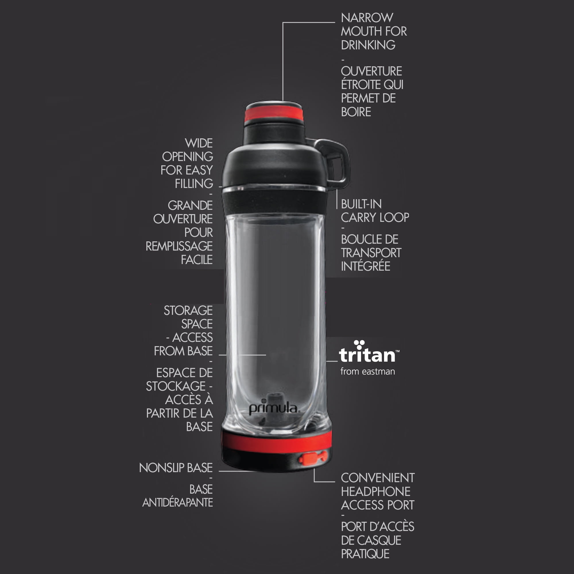 Primula Stash-In Triton Phone Storage Bottle - Black & Red Great For the  gym!