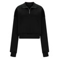 thumbnail image 4 of BangWanChi Oversized Hoodies for Women Long Fashion Women's Half Zip Sweatshirts Long Sleeve Casual Solid Color Pullover Clothes Stand Collar Sweatshirts Tops, 4 of 4