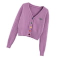 thumbnail image 4 of Camisa de punto para mujer, suelta, retro, de manga larga, con botones, suéter, abrigo de otoño, morado Inevent AP001150-03B, 4 of 7