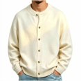thumbnail image 2 of Mens Cardigan Sweaters Crew Neck Button Front Soft Knit Pullover Drop Shoulder Long Sleeve Loose Fit Casual Outerwear Tops, 2 of 6