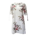 thumbnail image 2 of AOOCHASLIY Womens Long Sleeve Dress Women's casual fashion chiffon print round neck tie three-quarter sleeve dress, 2 of 4