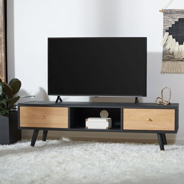 SAFAVIEH Beatrix 2-Drawer 1 Shelf Media Stand Black / Oak