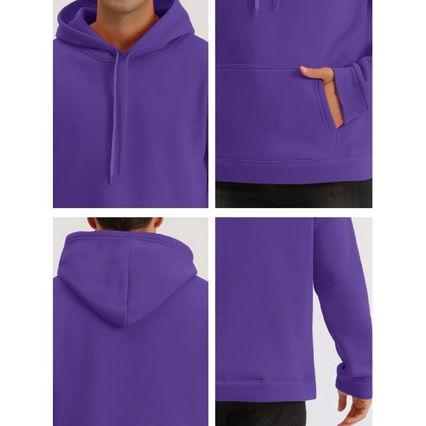 Sudadera con capucha con forro de felpa para hombre Sudaderas con capucha de manga larga sólida con bolsillo Púrpura S