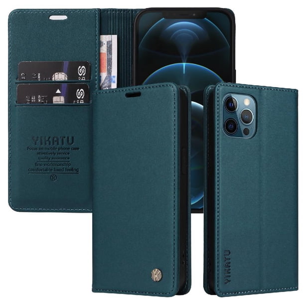 Funda para iPhone 13 Pro Estuche de Cuero PU Tipo Cartera con Ranuras para Tarjetas y Cierre Magnético