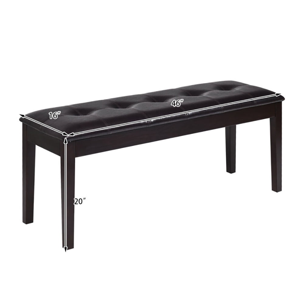 Finihen Upholstered Dining Bench Seat, Entryway Bench, End of Bed Bench, Upholstered Dining Room PU Bench Solid Wood Button Tufted, for Living Room, Bedroom, Hallway, Brown